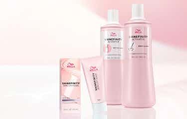 Shinefinity products, the zero lift glaze by Wella, with zero damage, for infinite possibilities and infinite hair types. 